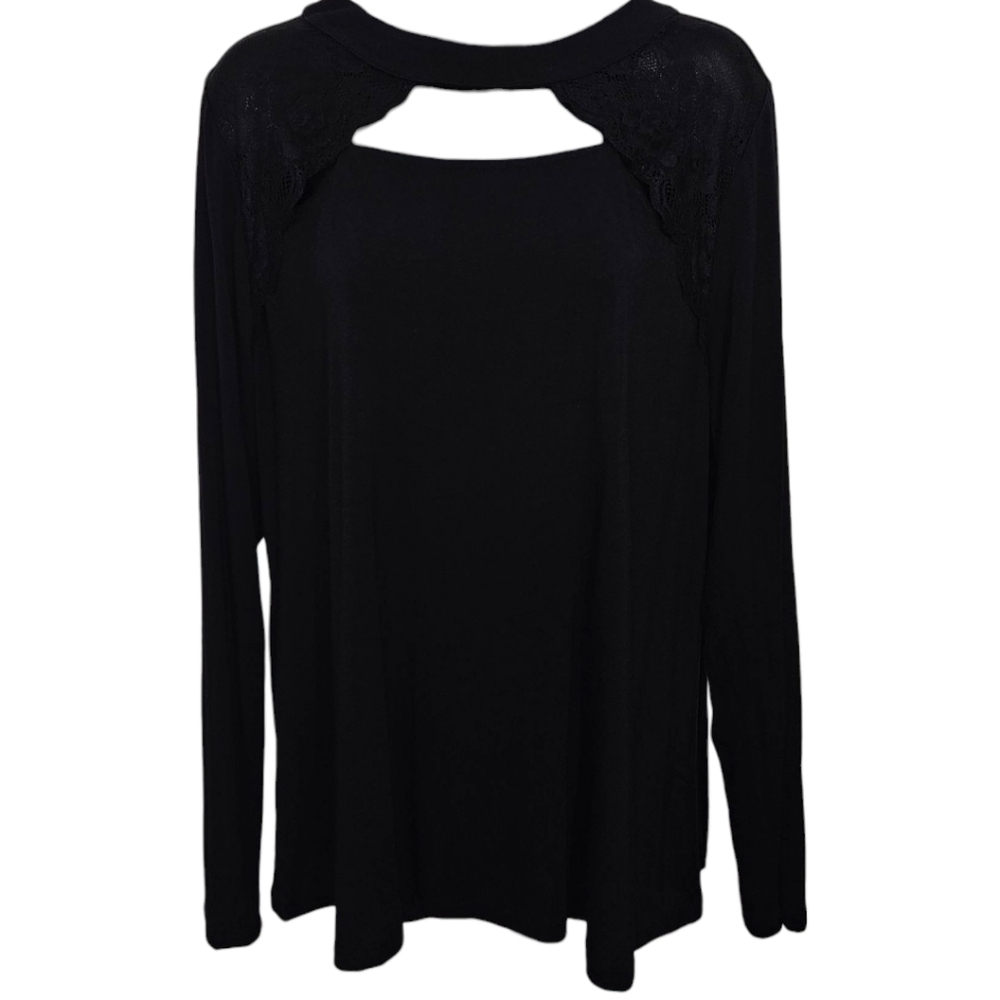 Lane Bryant Envelope Neck Lace Jersey Knit Long Sleeve Top